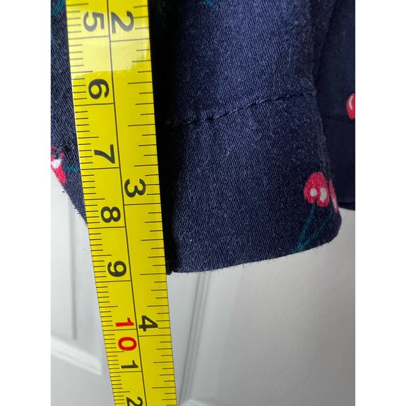 Cynthia Rowley Navy Blue Chino Shorts Cherry Print Size 6 Cotton Stretch - Picture 3 of 7